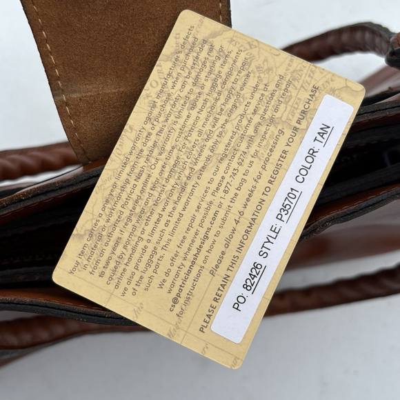 Patricia Nash Leather Shoulder Bag Tan Brown Tote Satchel Double Strap Purse - Picture 12 of 16